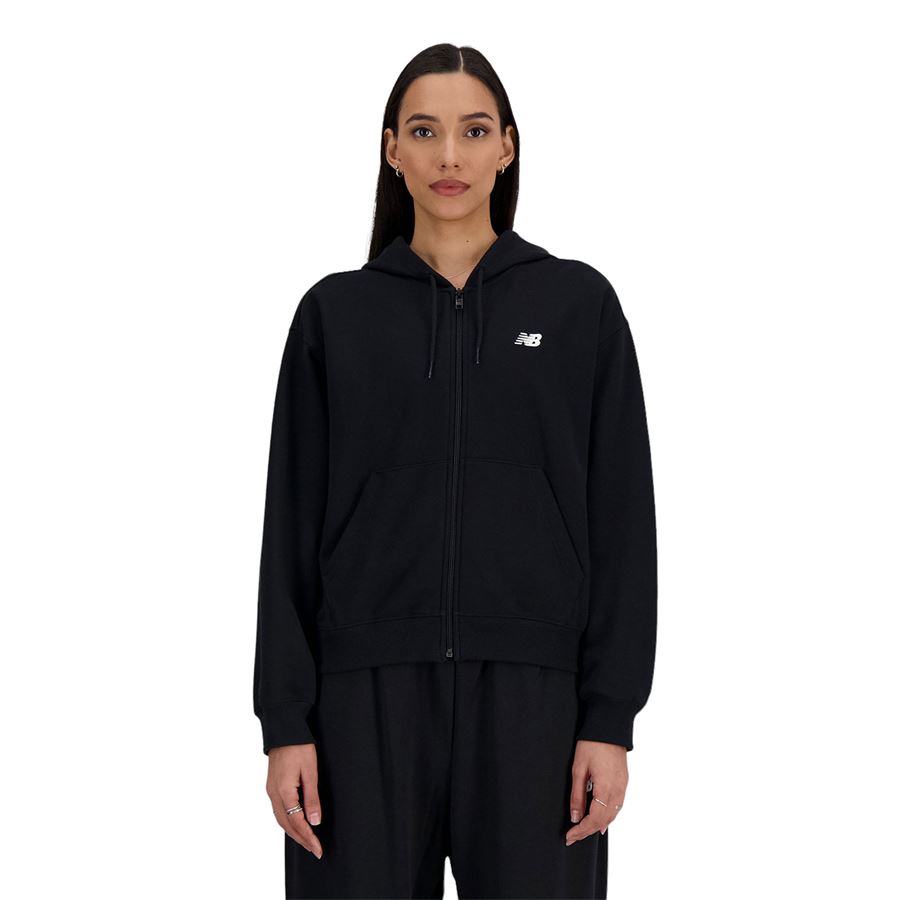 French Terry Full Zip Hoodie felpa con cappuccio da donna New Balance | WJ41501BK